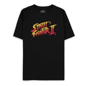 Street Fighter II Mens Large Logo T-Shirt (Black)