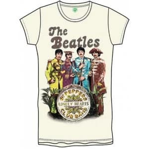 The Beatles Sgt Pepper Band & Drum Womens Medium T-Shirt - White