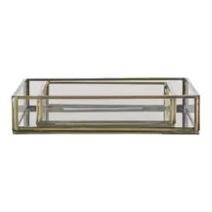 Gallery Interiors Set of 2 Artemis Tray Antique Brass / Large