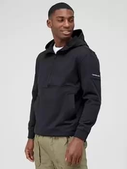 Calvin Klein Jeans Half Zip Technical Interlock Hoodie - Black, Size L, Men