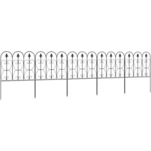 Outsunny - 5PCs Decorative Garden Fencing Metal Border Edging - Black