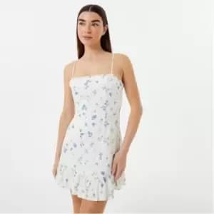 Jack Wills Polka Dot Ruffle Hem Mini Dress - White