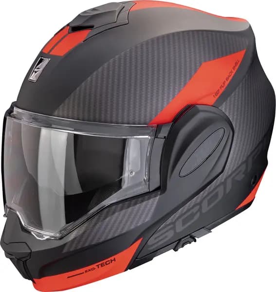 Scorpion EXO-Tech Evo Team Matt Black-Silver-Red Modular Helmet 2XL