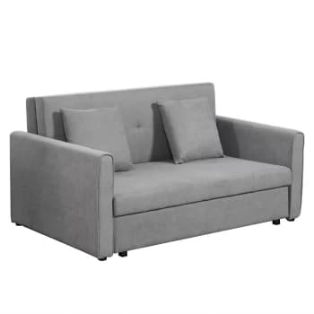 HOMCOM Two Seater Fabric Sofa Bed with Storage furniture for Livingroom Furniture Grey AOSOM UK