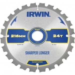 Irwin ATB Ultra Construction Circular Saw Blade 216mm 24T 30mm
