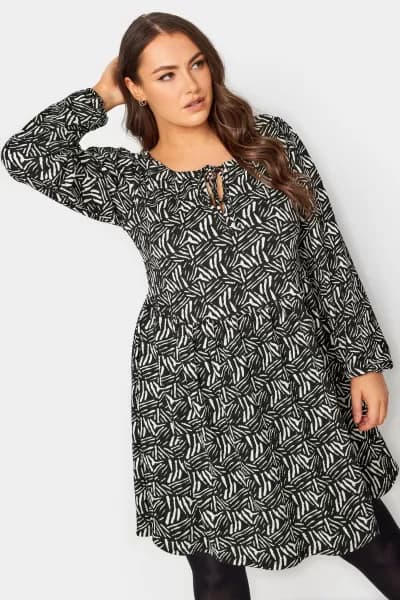 Printed Long Sleeve Mini Dress