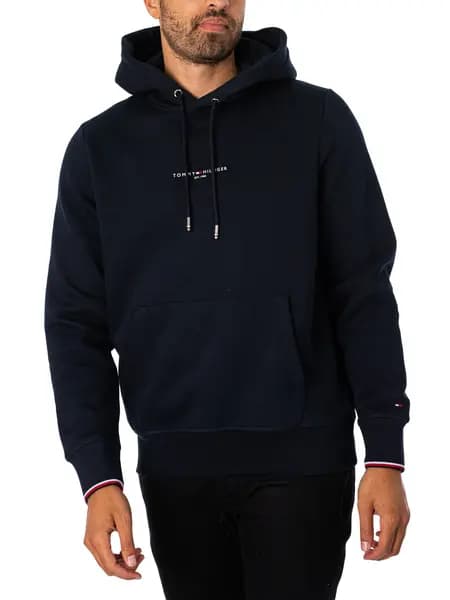 Tommy Hilfiger Logo Tipped Pullover Hoodie Desert Sky L