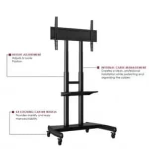 TRUTROLLEY Mobile XL Height Adjustable Trolley for 55" - 86" LCD/LED Displays Black