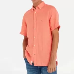 Tommy Hilfiger Pigment Dyed Linen Short Sleeve Shirt - L