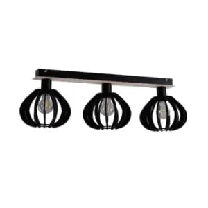 Nicoleta Ceiling Spotlight Bar Black And Natural, 62cm, 3x E27