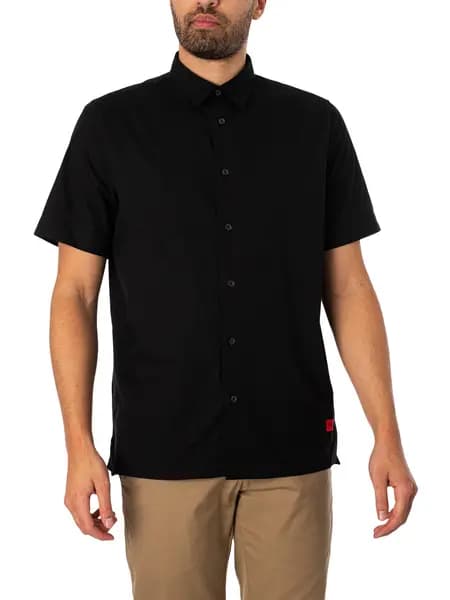 HUGO Ebor Straight Short Sleeved Shirt Black XL