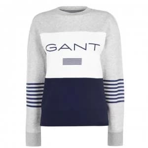 Gant Stripe Crew Neck Sweatshirt - 94 LIGHT GREY