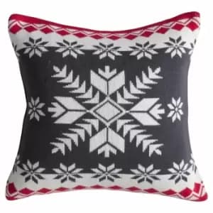 Crossland Grove Knitted Fairisle Scandi Cushion Charcoal 450x450mm