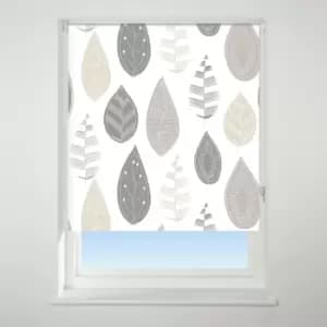 Universal Patterned Leaf Neutral Blackout Roller Blind Natural