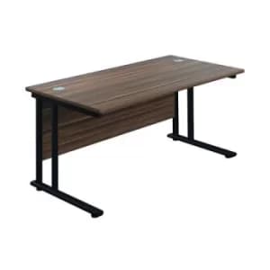 Jemini Rectangular Double Upright Cantilever Desk 1200x800x730mm Dark Walnut/Black KF823025