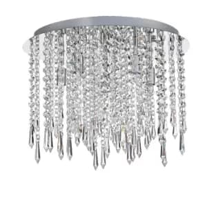 Contemporary Ceiling 5 Light Chrome, Crystal