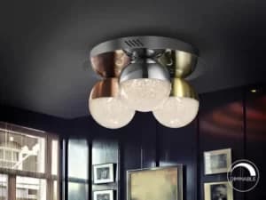 Sphere Integrated LED Dimmable Flush Ceiling Light Chrome, Brass, Copper