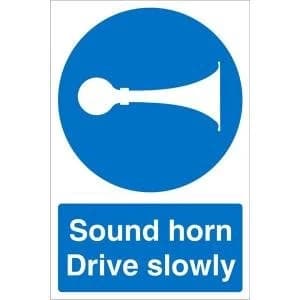 Warehouse Sign 400x600 1mm Plastic Sound horn Drive slowly Ref