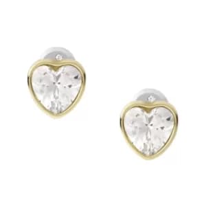 Ladies Fossil Sutton Valentine Heart Gold-Tone Stainless Steel Stud Earrings