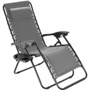 Garden chair Matteo - garden lounge chair, outdoor chair, patio chair - grey - grey