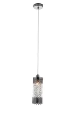 JIVE Slim Pendant Ceiling Light Chrome, Crystal 12x24.7cm