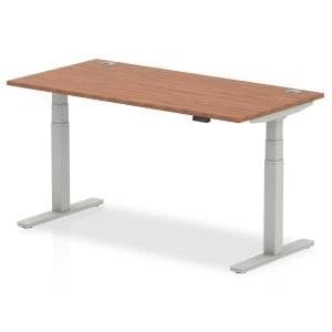 Trexus Sit Stand Desk With Cable Ports Silver Legs 1600x800mm Walnut
