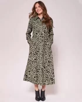 Cotton Traders Womens Must-Have Print Maxi Shirt Dress in Green