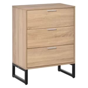 HOMCOM Chest of Drawers, 3 Drawer Unit, Storage Cabinet Organizer with Steel Frame for Bedroom, Living Room