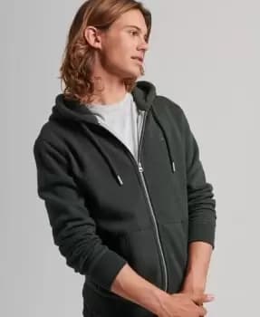 Superdry Mens Organic Cotton Vintage Logo Embroidered Zip Hoodie Green / Dark Olive Marl - Size: M
