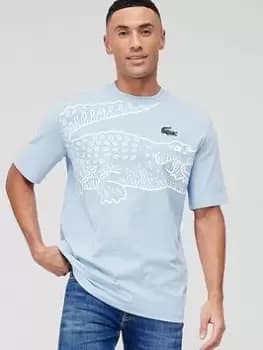Lacoste Large Croc Print T-Shirt - Light Blue