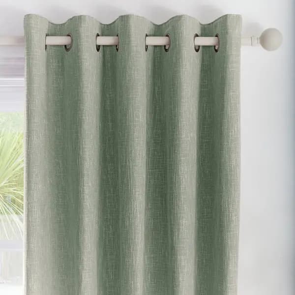 Appletree Loft Boucle Woven Green Eyelet Curtains Green