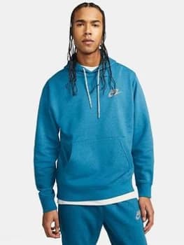 Nike NSW Revival Fleece Pullover Hoodie - Blue Size M, Men