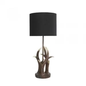 Caribou Antler Table Lamp with Black Reni Shade