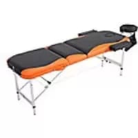 HOMCOM Professional Portable Massage Table W/Headrest-Black/Orange