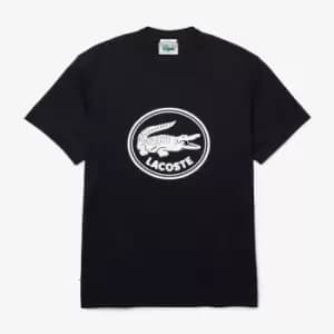 Lacoste Mens Crew Neck 3D Printed logo Cotton T-Shirt Size 4 - M Navy Blue