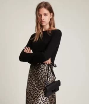 AllSaints Womens Hera Leppo 2-In-1 Dress, Black, Size: M