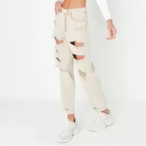 Missguided Extreme Ripped Mom Jeans - Neutral