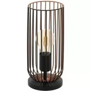 Small Table Lamp Desk Light Black & Copper Cage Shade 1 x 60W E27 Bulb