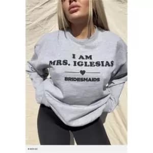 I Saw It First Grey Marl Bridesmaids I Am Mrs Iglesias Oversized Sweater - Grey