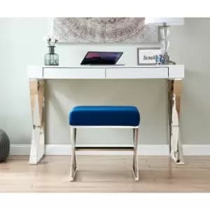 Oxford Modern Blue Velvet And Silver Chrome Stool