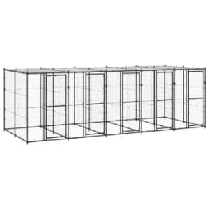 Vidaxl Outdoor Dog Kennel Steel With Roof 12.1 M