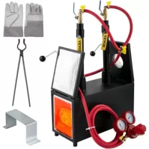 VEVOR Propane Knife Forge, Farrier Furnace with Dual Burners, Portable Square Metal Forge with Two Durable Doors, Large Capacity, for Blacksmithing,