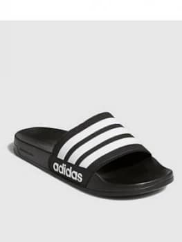 adidas Adilette Shower Slides - Black/White, Size 8, Men