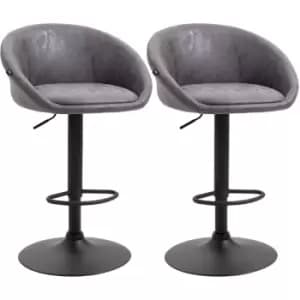 Modern Swivel Bar Stools Set of 2 with Adjustable Height, Dark Brown - Dark Brown - Homcom