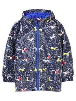 Joules Girls Raindance Horse Spot Raincoat - Navy, Size 3 Years, Women