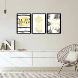 3PSCT-01 Multicolor Decorative Framed MDF Painting (3 Pieces)