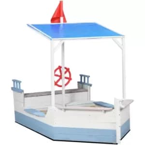Outsunny Kids Wooden Sand Pit w/ UV Protections, Canopy, for Ages 3-8 Years - Blue