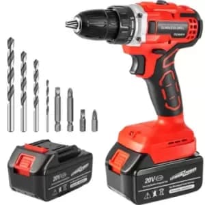 VEVOR Cordless Drill Driver, 20V 5Ah Cordless Drill Combo Kit, Electric Screwdriver Set with 2 Speed, 2/5" Keyless Chuck Impact Drill, 21+1 Torque Bru
