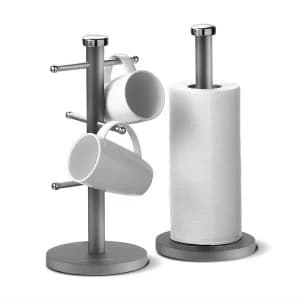 Morphy Richards Accents Mug Tree and Kitchen Roll Holder - Titanium