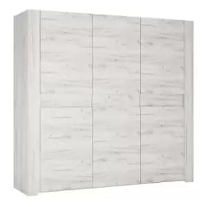 Angel 3 Door Wardrobe In White Craft Oak Effect